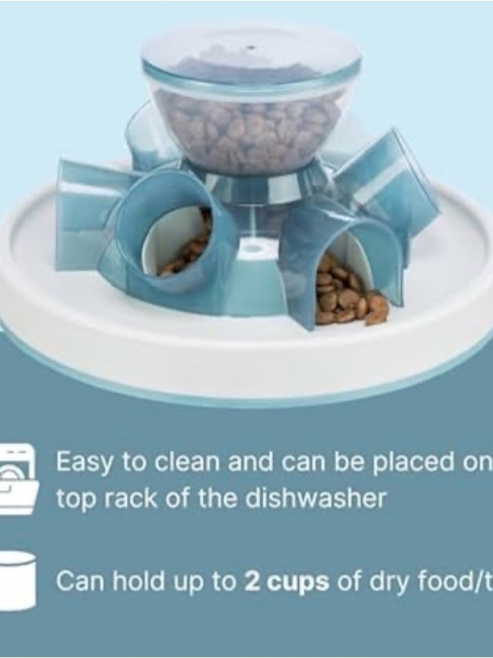 Interactive Cat Slow Feeder & Treat Dispenser - Light Blue - Picture 3 of 5